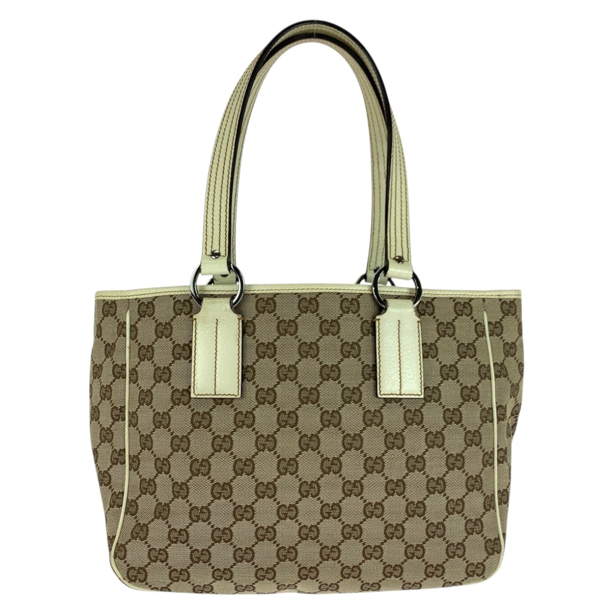 GUCCI Tote Bag 113019 GG canvas Beige SilverMetal