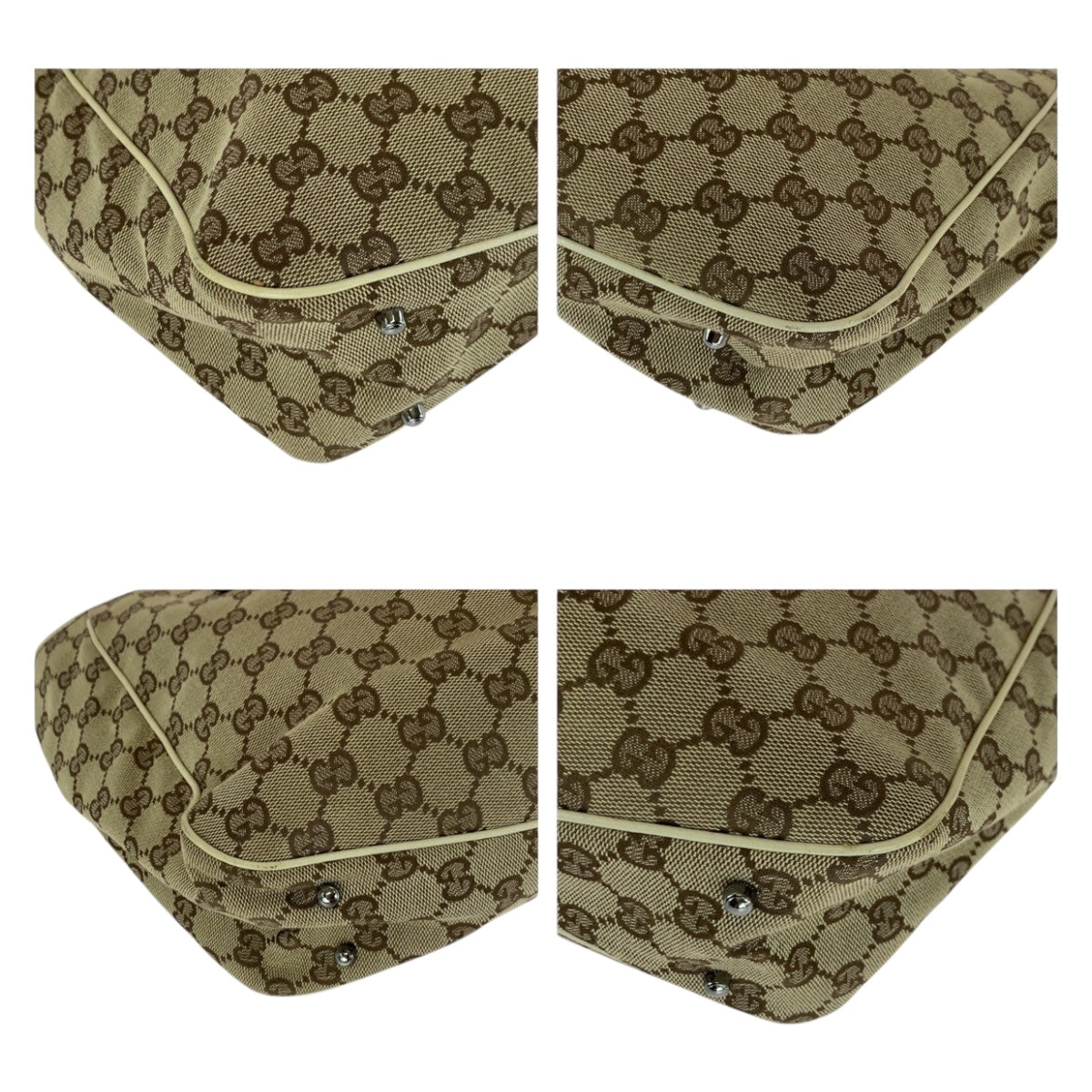 GUCCI Tote Bag 113019 GG canvas Beige SilverMetal