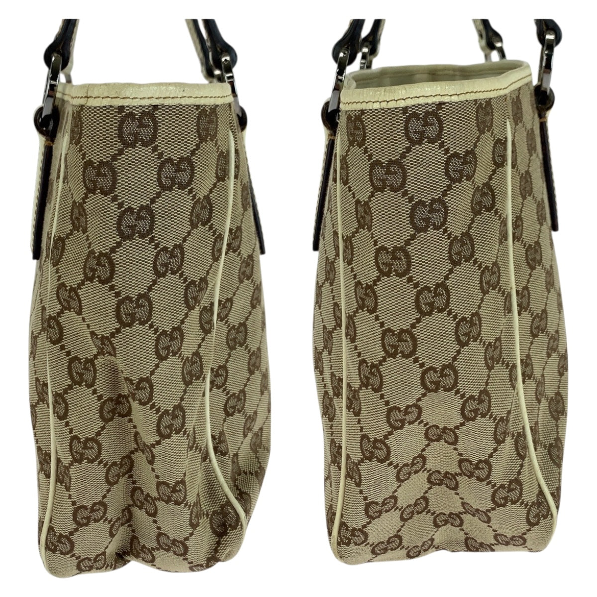 GUCCI Tote Bag 113019 GG canvas Beige SilverMetal