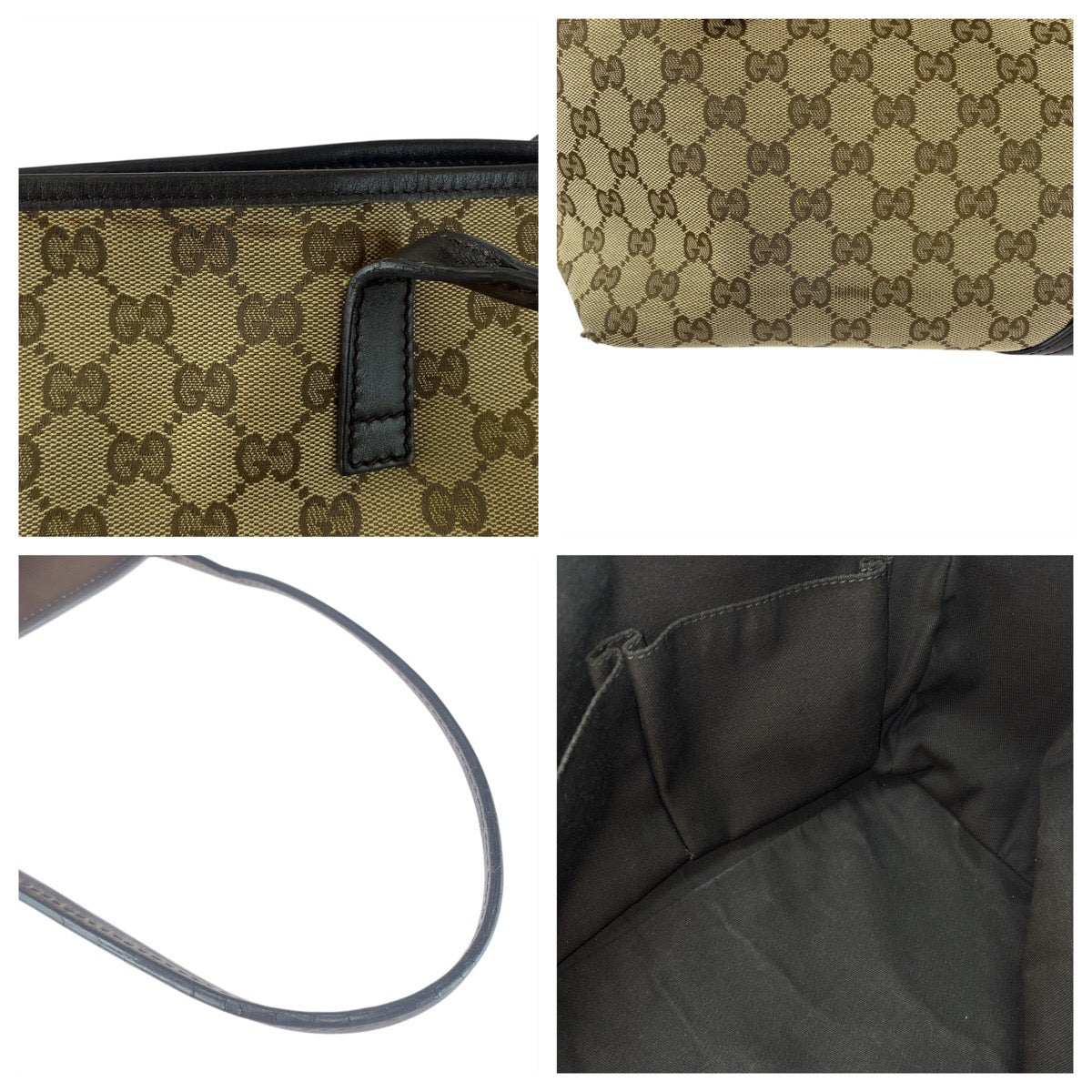 GUCCI Tote Bag 169 946 GG canvas Brown Gold Metal Abbey