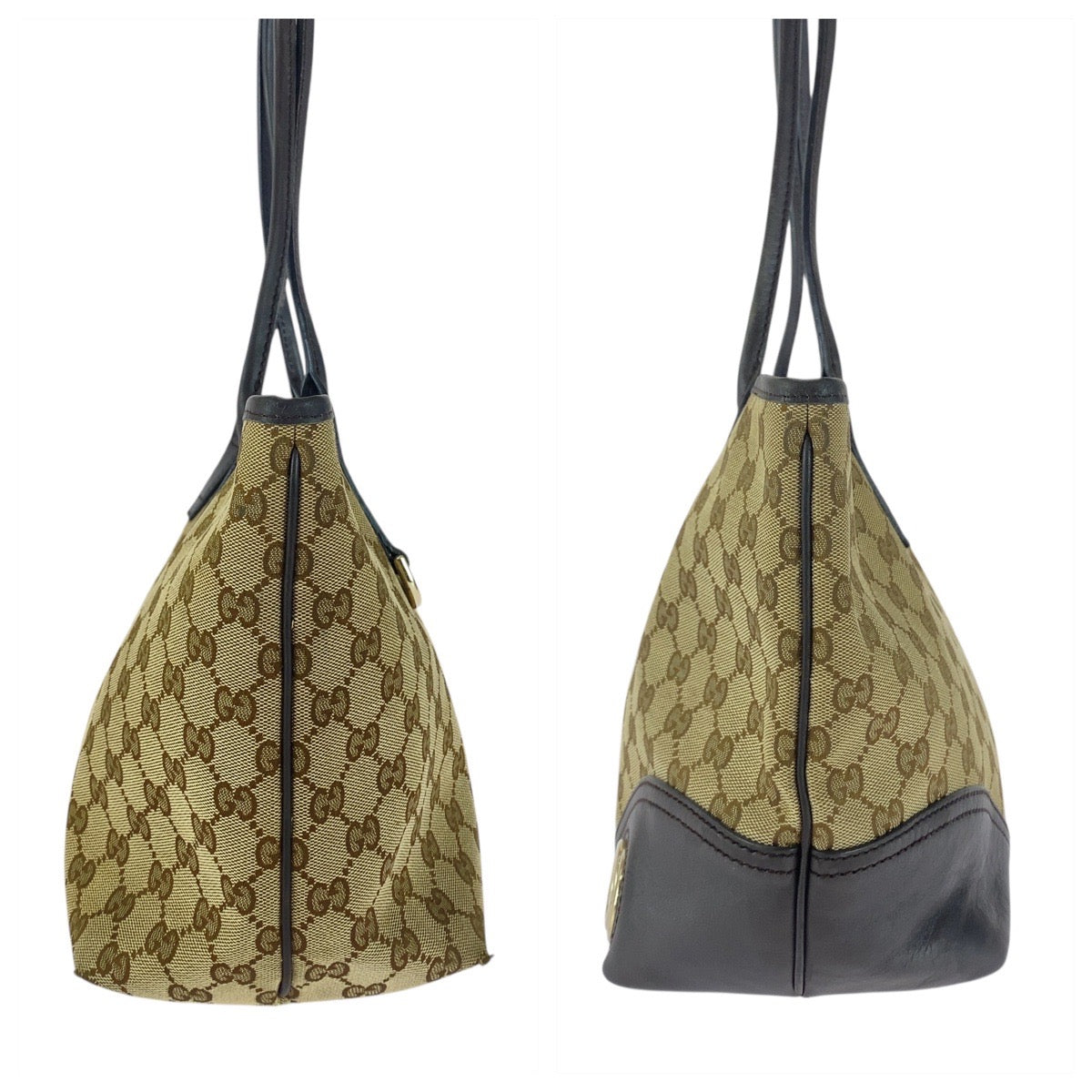 GUCCI Tote Bag 169 946 GG canvas Brown Gold Metal Abbey