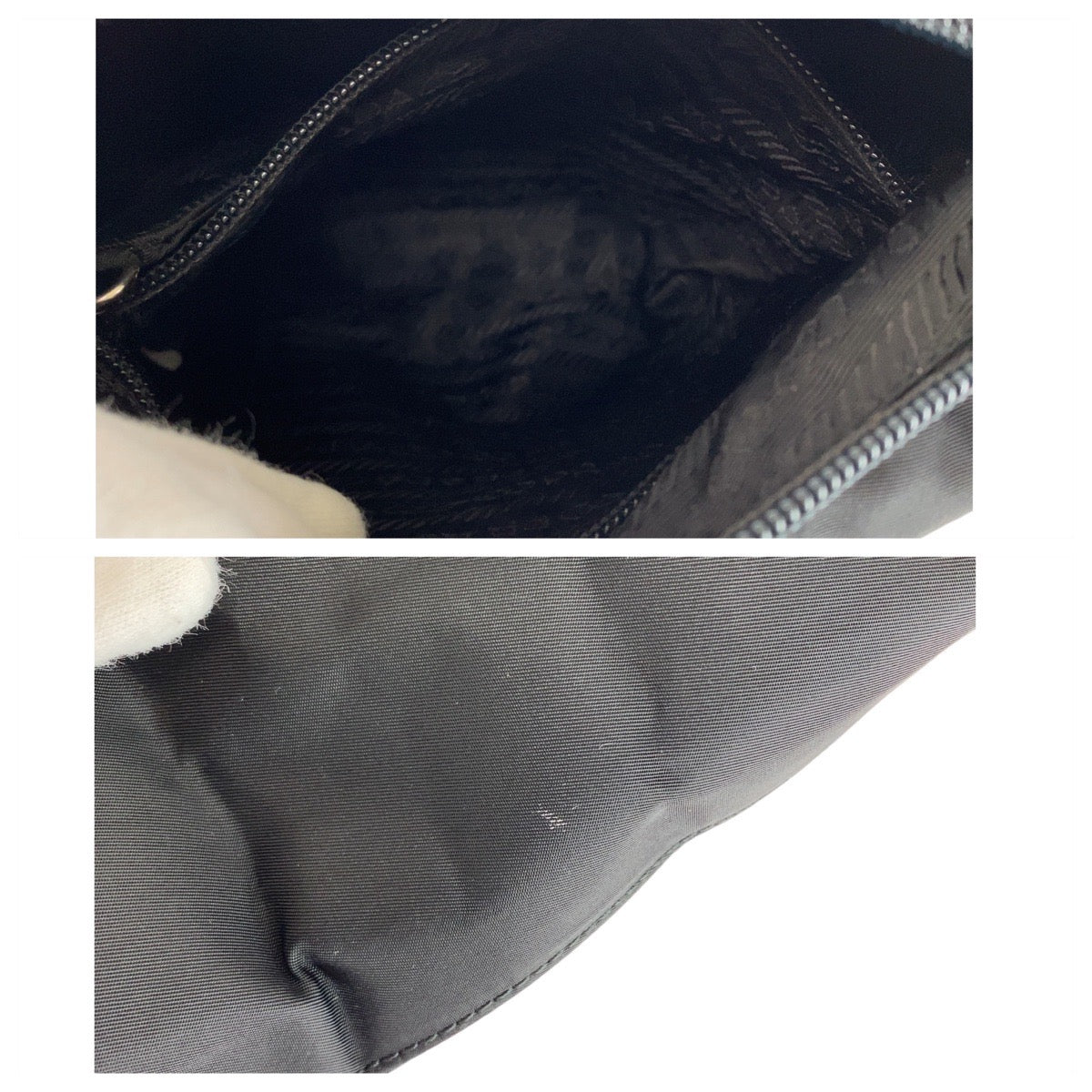 PRADA Shoulder Bag Nylon black Test Triangle With logo