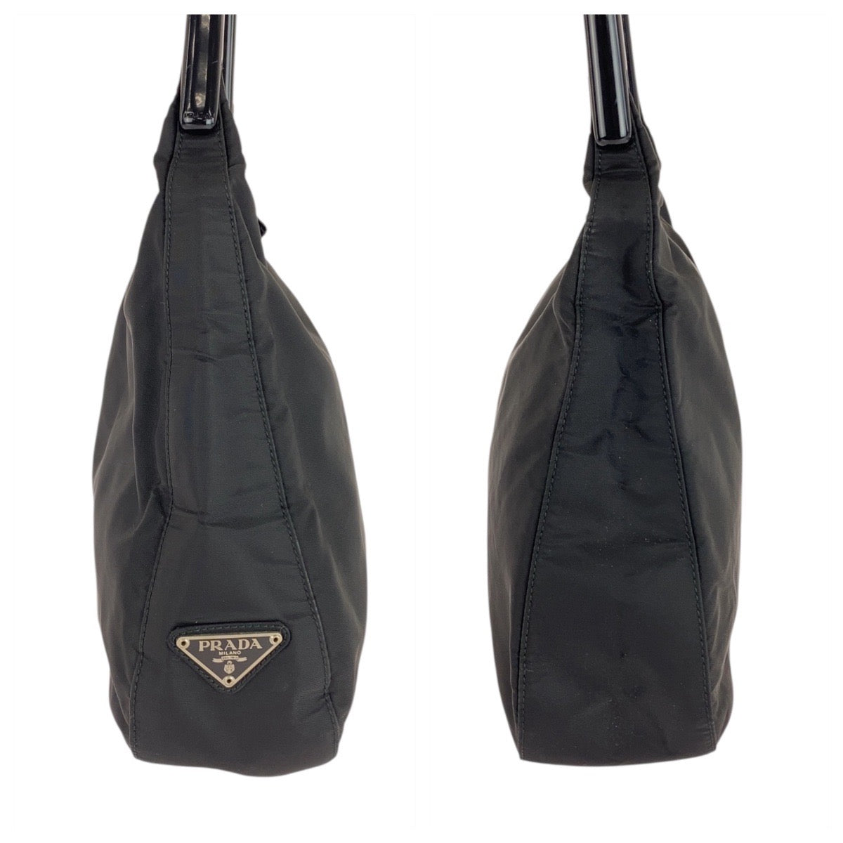 PRADA Shoulder Bag Nylon black Test Triangle With logo