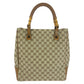 GUCCI Tote Bag 112530 GG canvas Beige Brown Black Metal Bamboo