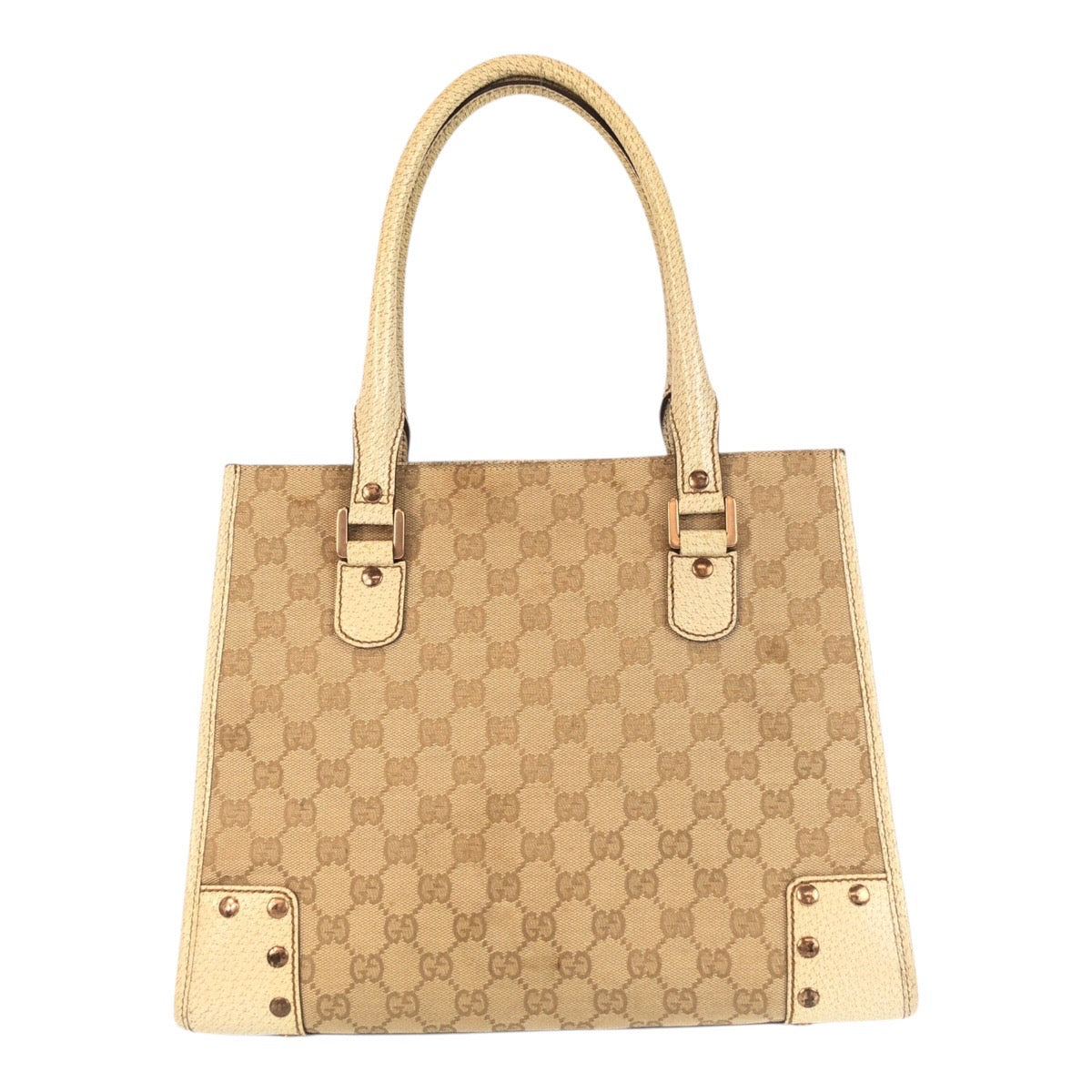 GUCCI Tote Bag 124260 canvas Ivory Gold GG canvas studs