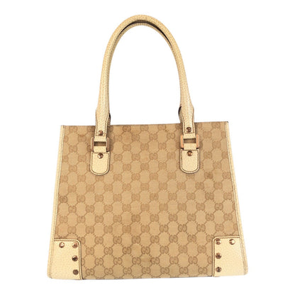 GUCCI Tote Bag 124260 canvas Ivory Gold GG canvas studs