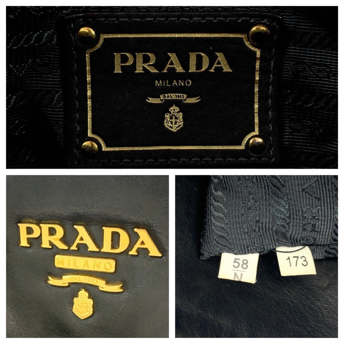 PRADA Shoulder Bag BN1903 leather Black GoldMetal logo