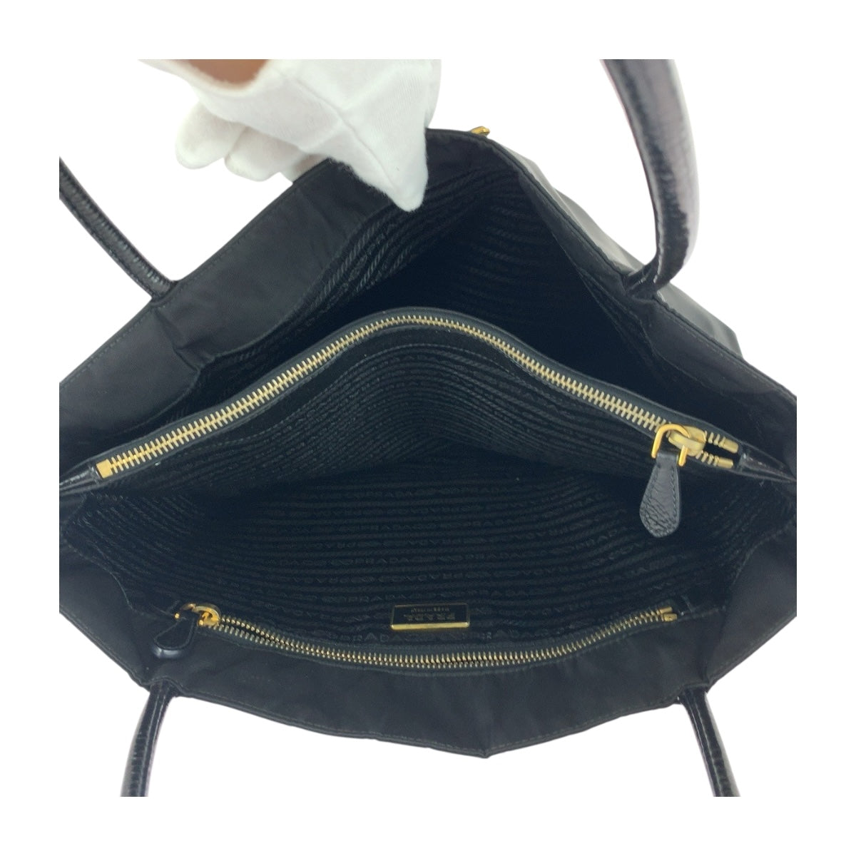 PRADA Tote Bag Nylon black Test Triangle With logo