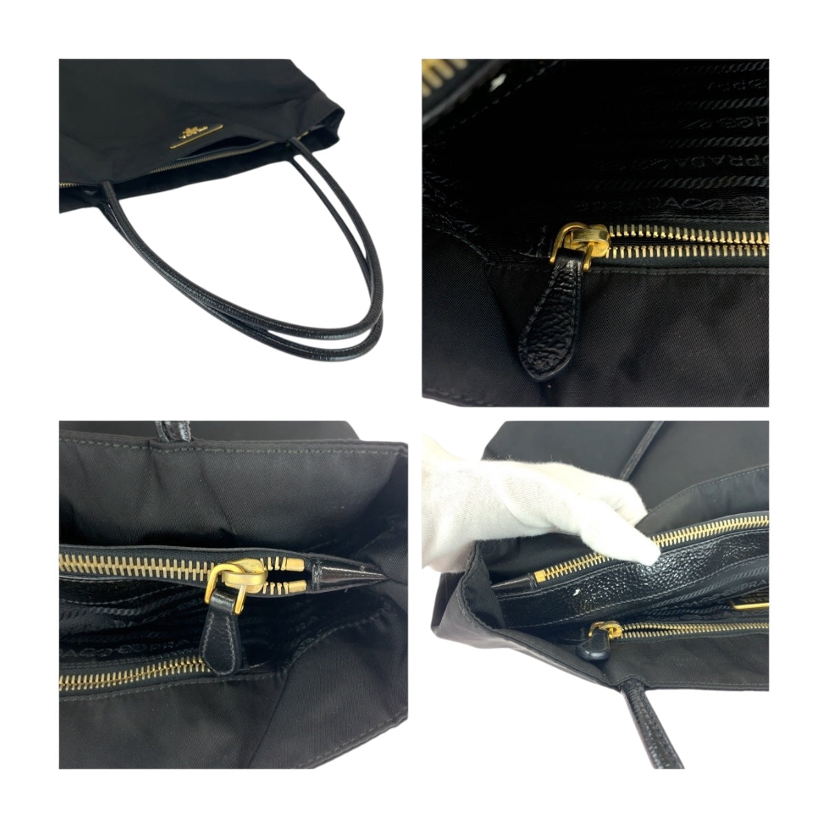 PRADA Tote Bag Nylon black Test Triangle With logo