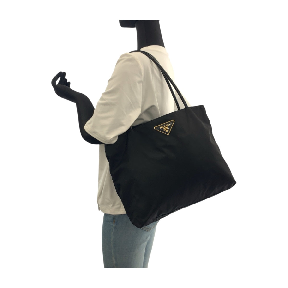 PRADA Tote Bag Nylon black Test Triangle With logo