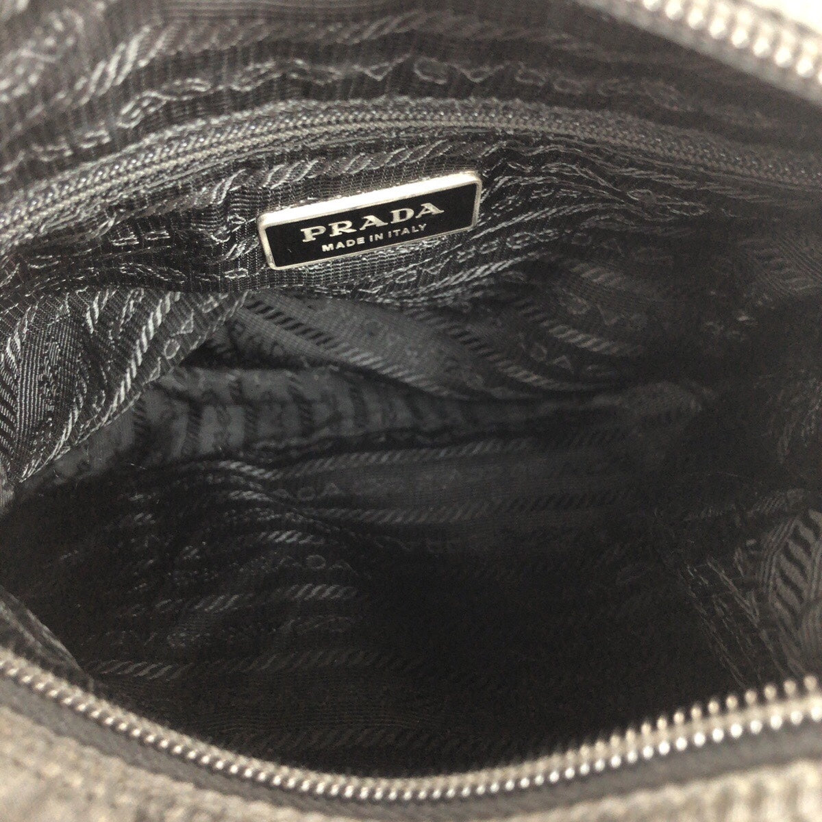 PRADA Shoulder Bag Nylon Black SilverMetal Test Triangle With logo