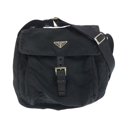 PRADA Shoulder Bag Nylon Black SilverMetal Test Triangle With logo