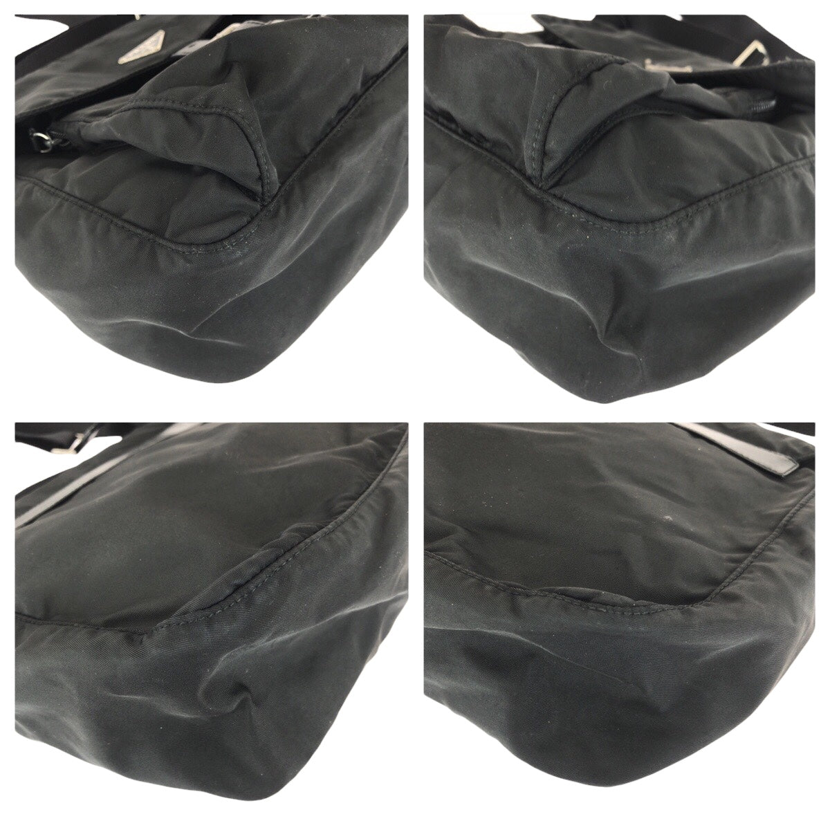 PRADA Shoulder Bag Nylon Black SilverMetal Test Triangle With logo