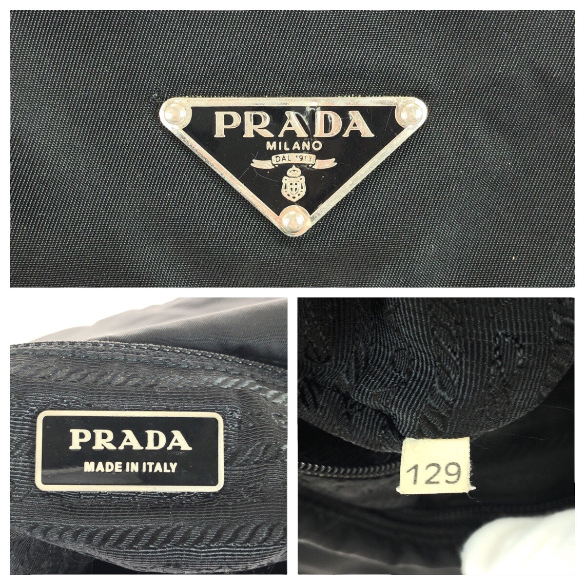 PRADA Shoulder Bag Nylon Black SilverMetal Test Triangle With logo