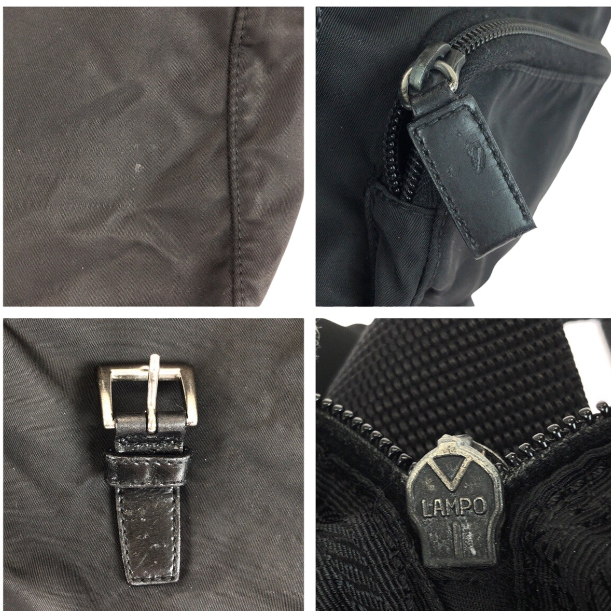 PRADA Shoulder Bag Nylon Black SilverMetal Test Triangle With logo