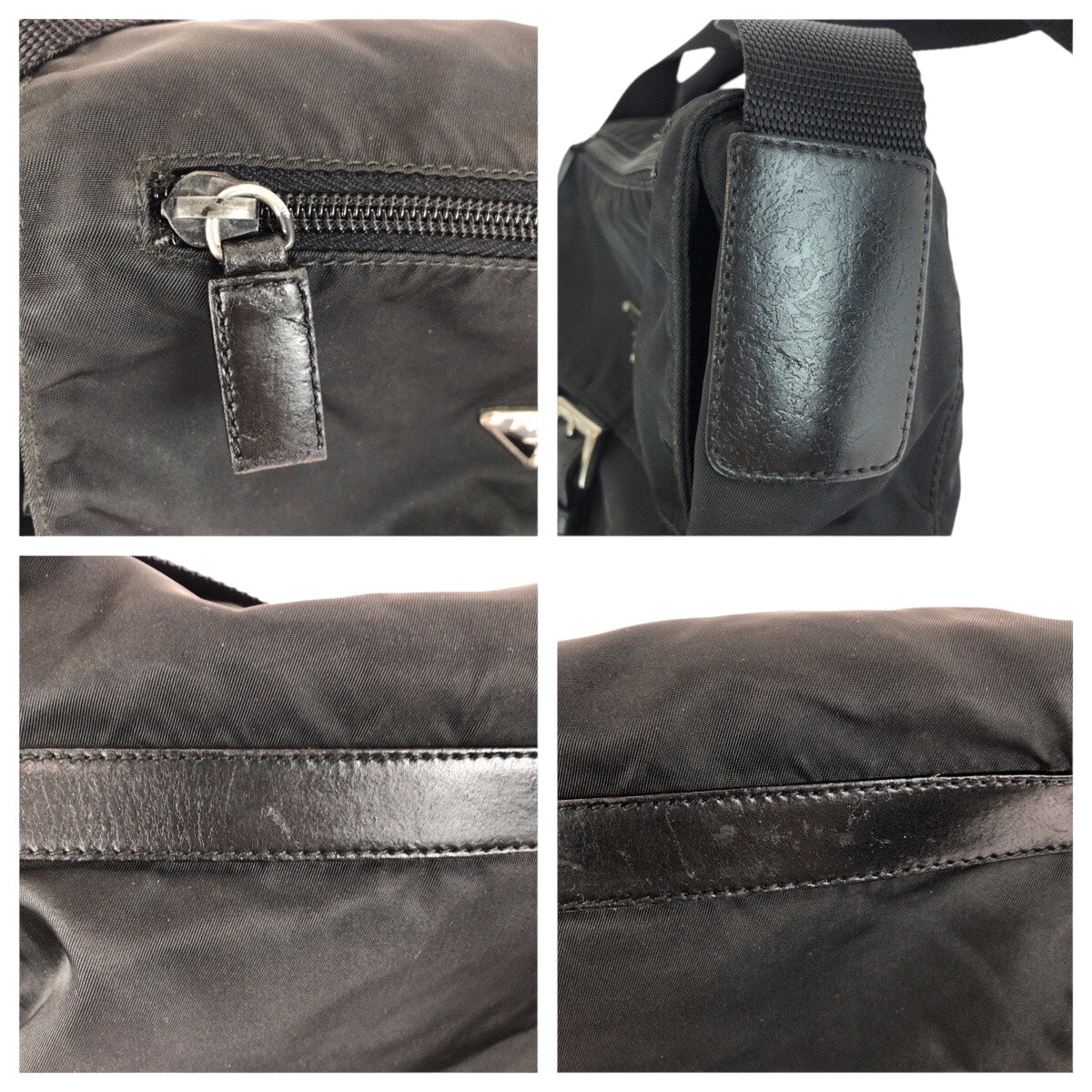 PRADA Shoulder Bag Nylon Black SilverMetal Test Triangle With logo