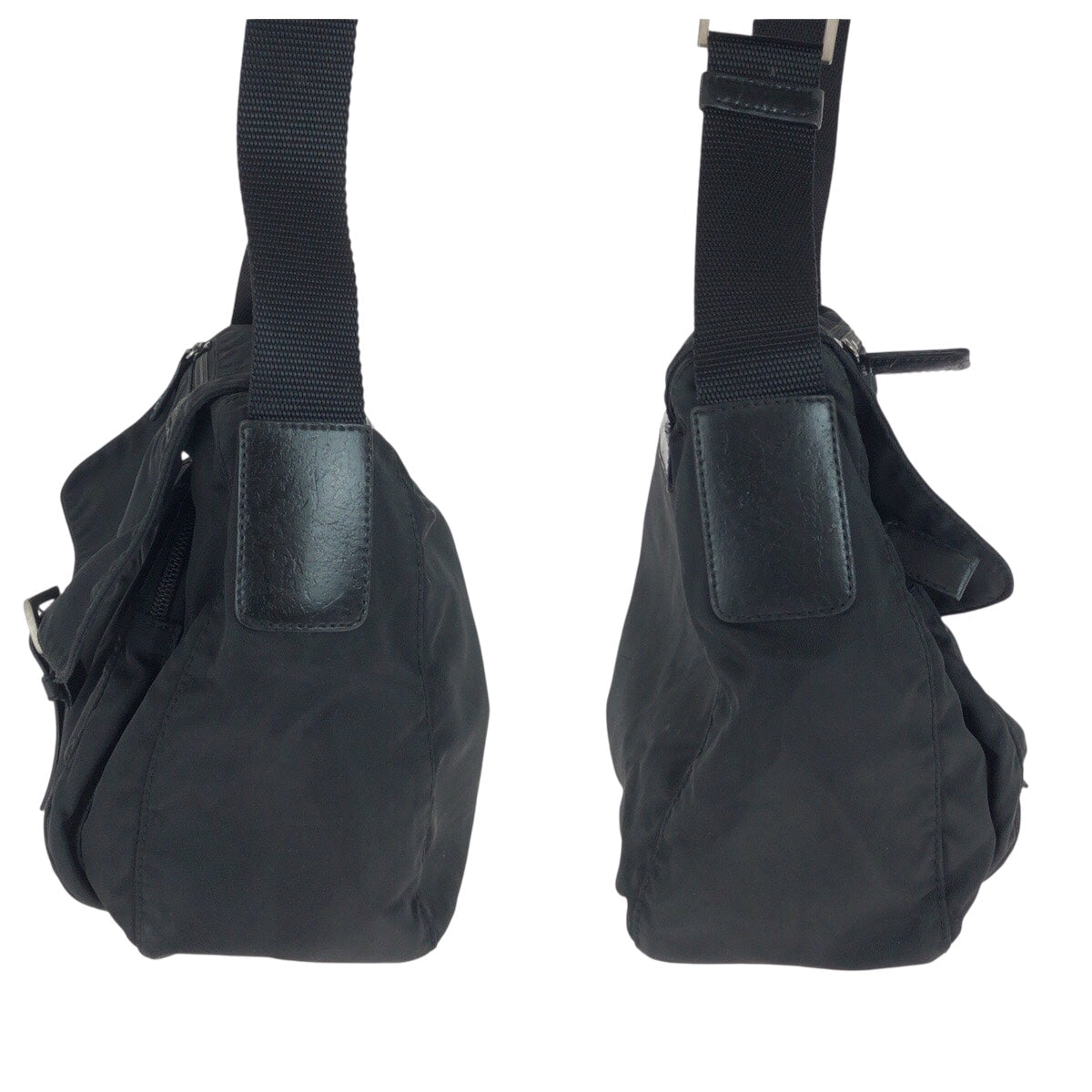 PRADA Shoulder Bag Nylon Black SilverMetal Test Triangle With logo