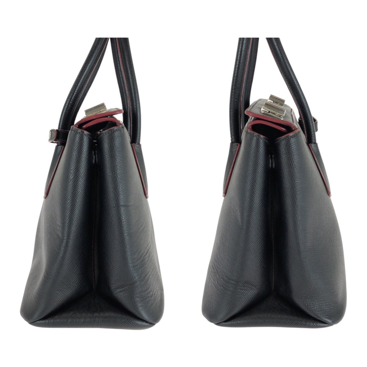 PRADA Handbag leather Black Red SilverMetal Safiano