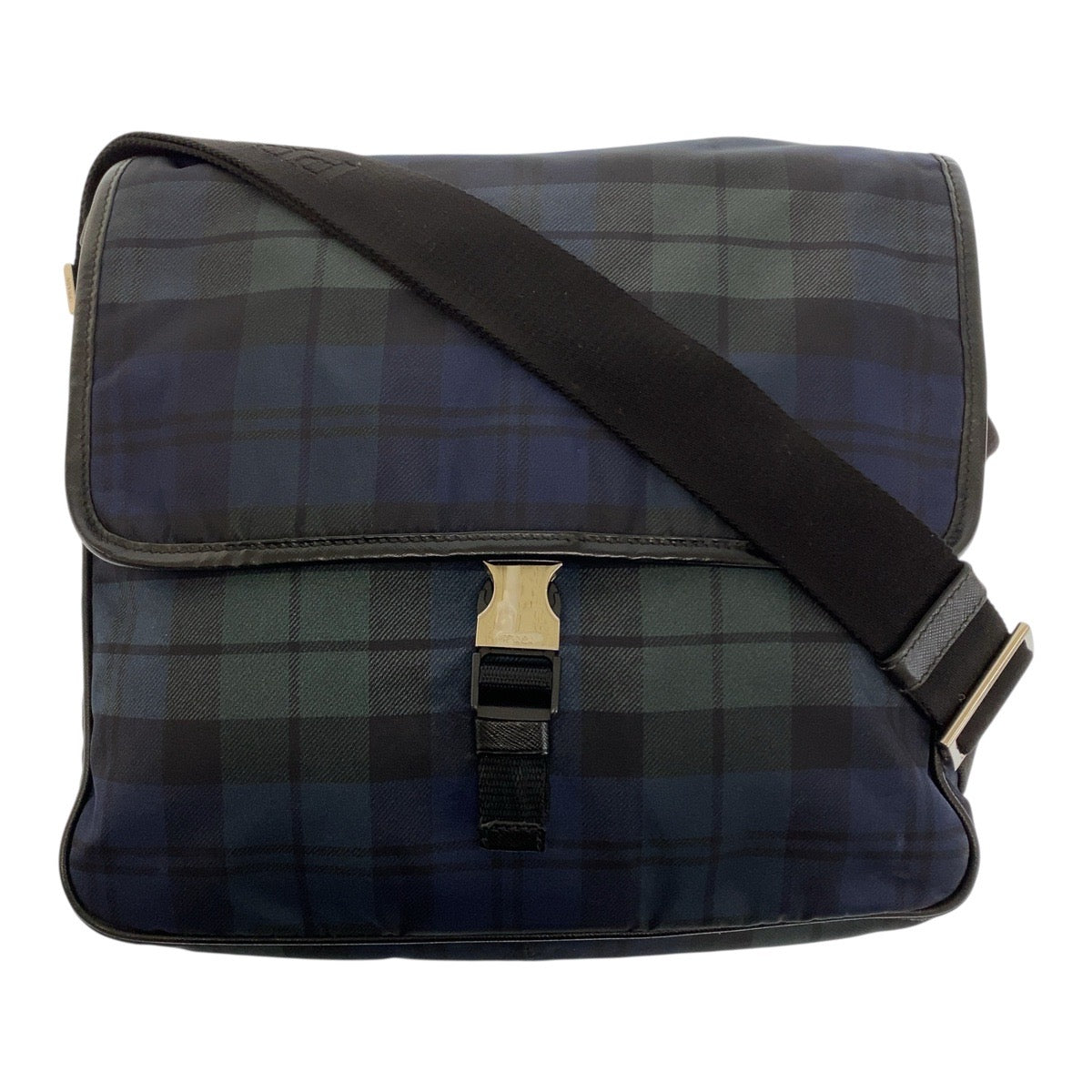 PRADA Shoulder Bag Nylon Green Blue Black Silver Metal Test Triangle With logo