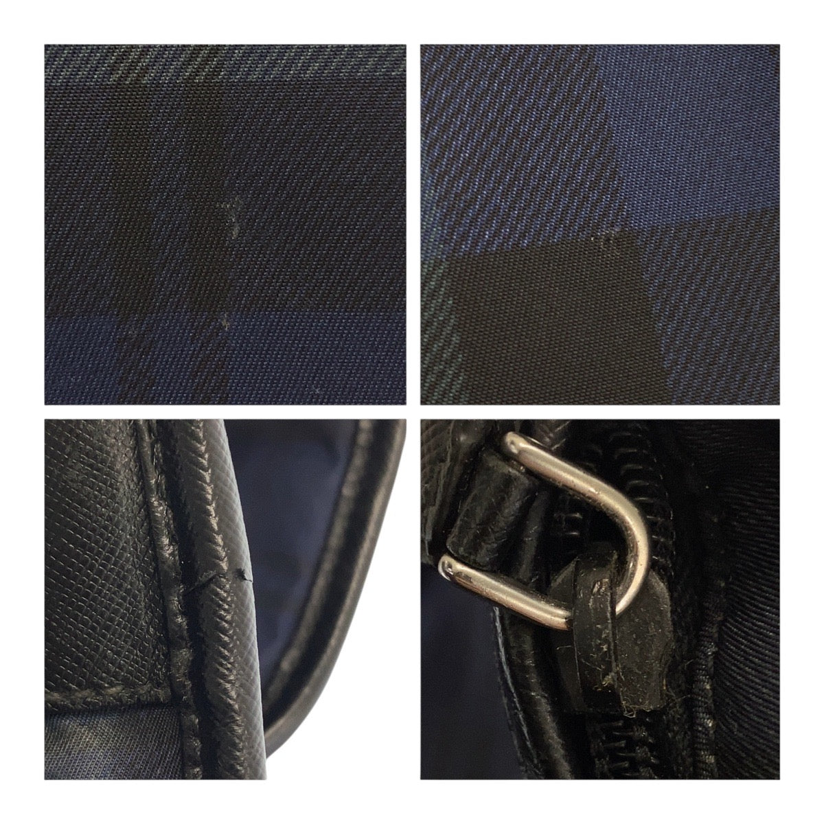 PRADA Shoulder Bag Nylon Green Blue Black Silver Metal Test Triangle With logo