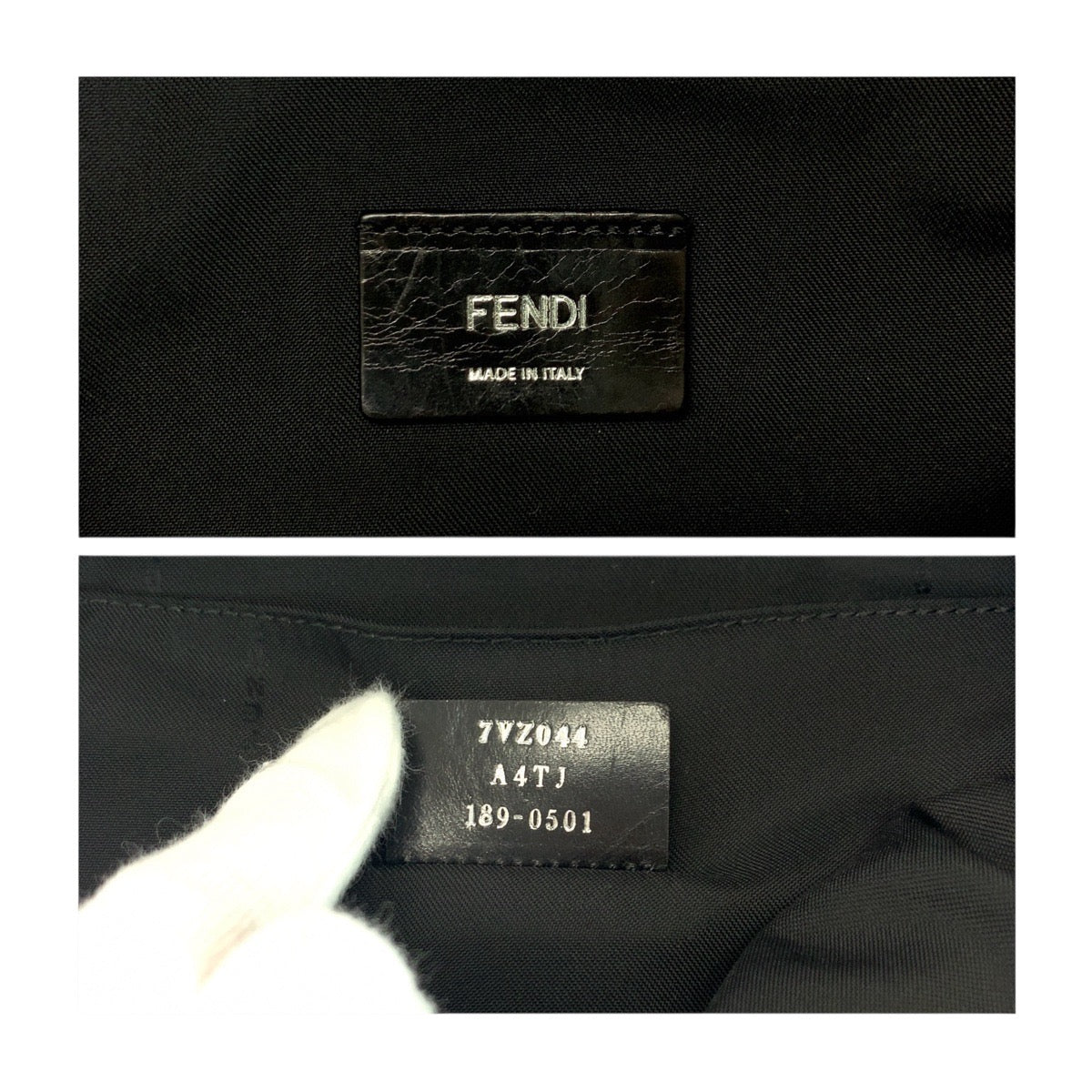 FENDI Backpack 7VZ044 canvas Black Brown Silver