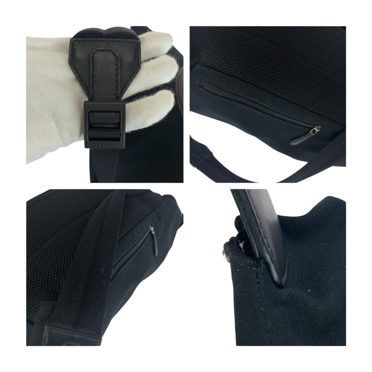 FENDI Backpack 7VZ044 canvas Black Brown Silver