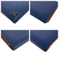 PRADA Long Wallet Purse leather Navy SilverMetal Safiano Triangle With logo