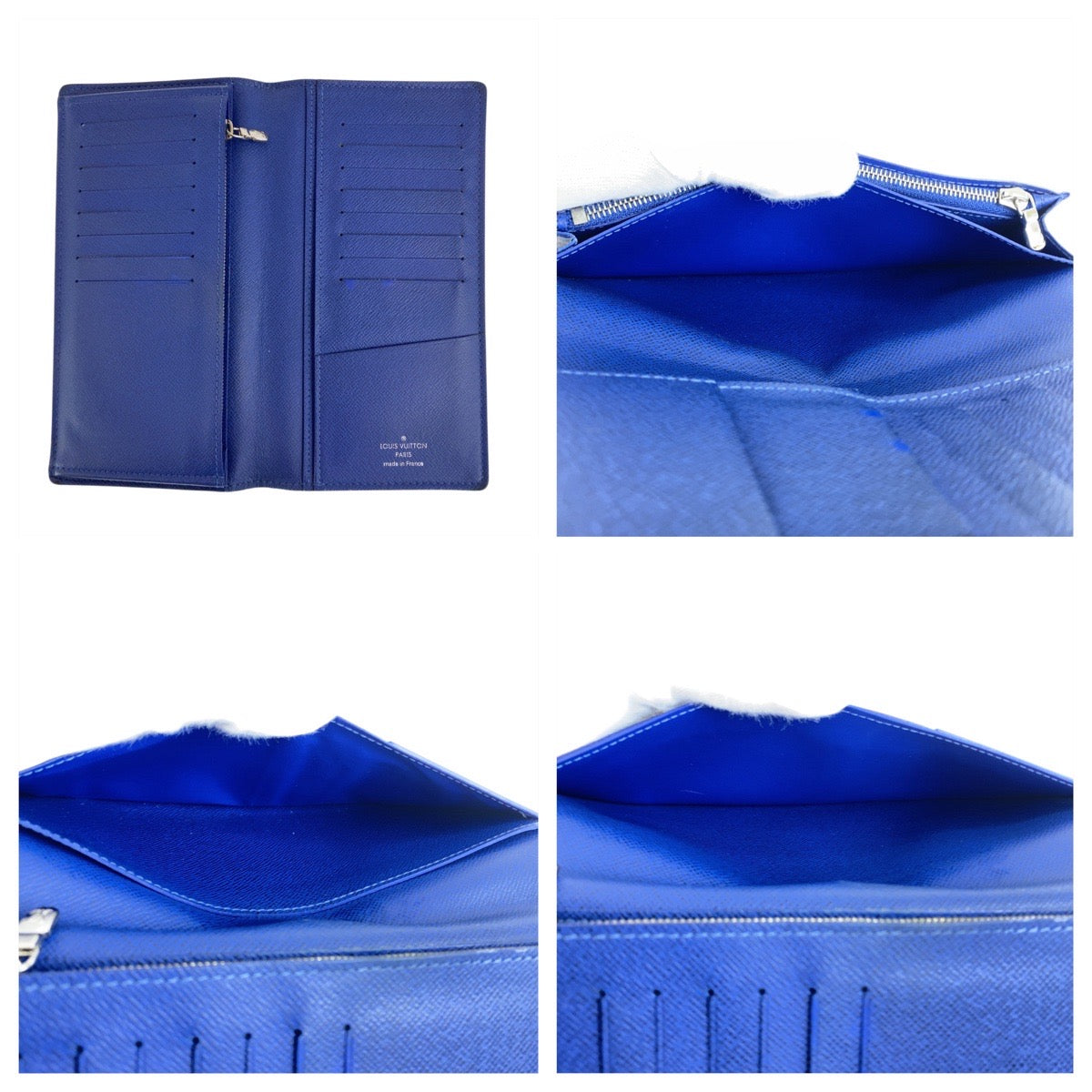 LOUIS VUITTON Long Wallet Purse M30559 leather Navy SilverMetal Taiga Portefeuille Braza