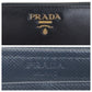 PRADA Long Wallet Purse leather Black Gold Metal Safiano logo