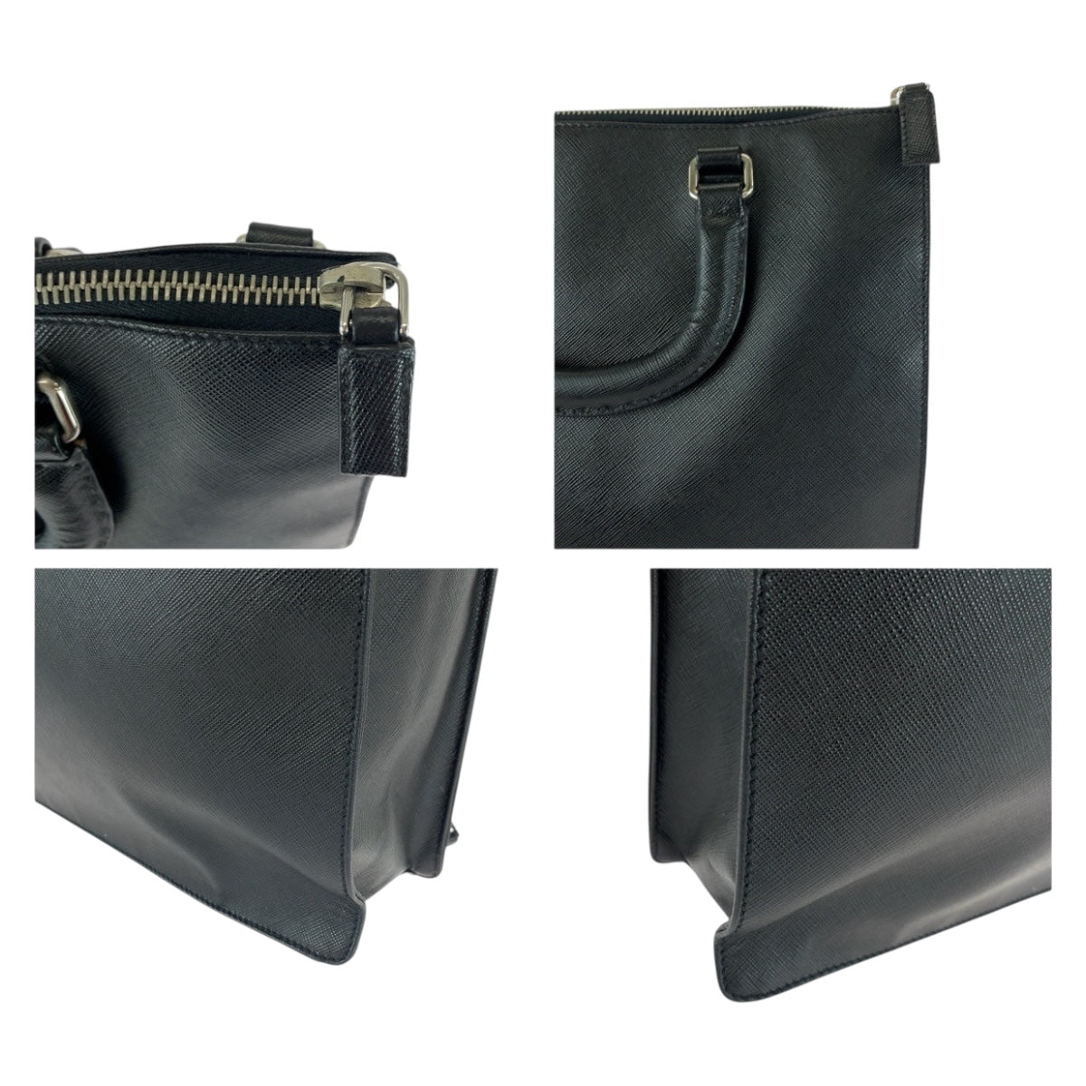 PRADA Tote Bag leather black Safiano Triangle With logo