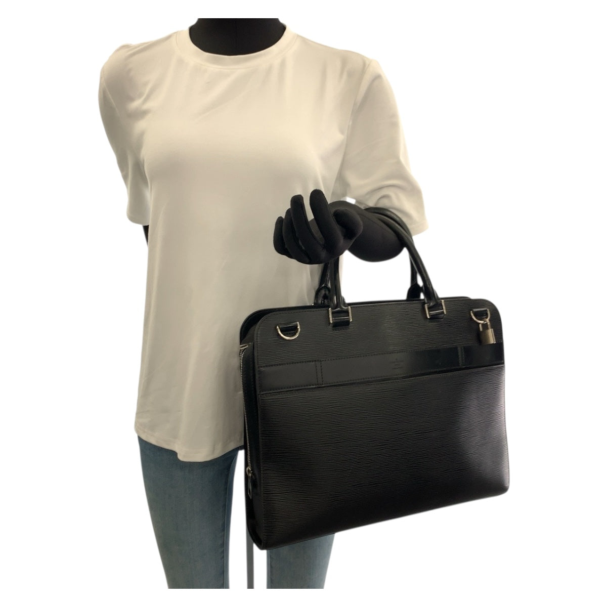 LOUIS VUITTON Business bag M54022 Epi Leather black Epi Bassano GM