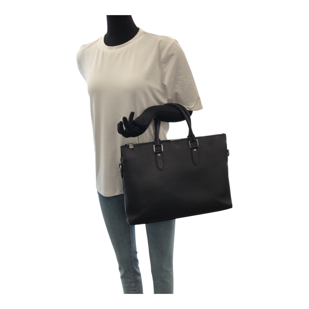 LOUIS VUITTON Business bag M33416 leather Black SilverMetal Taiga Anton