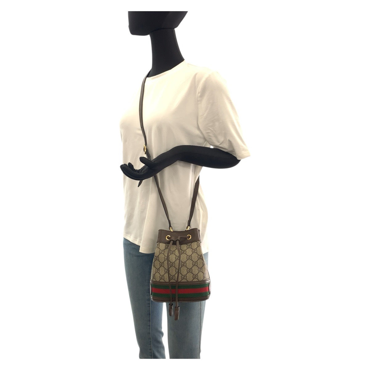 GUCCI Shoulder Bag 598127 GG Supreme Canvas Beige Brown Gold Metal Ofidia