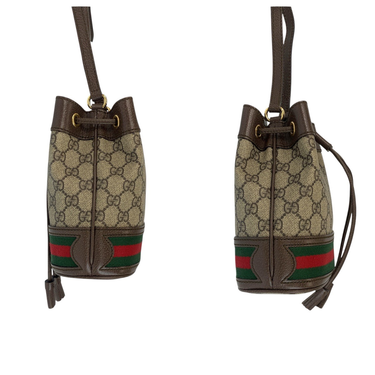 GUCCI Shoulder Bag 598127 GG Supreme Canvas Beige Brown Gold Metal Ofidia