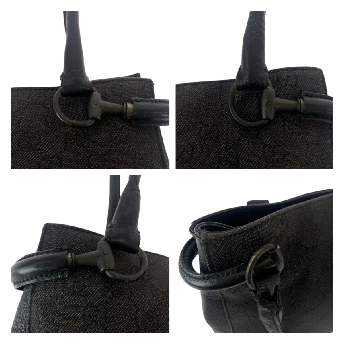 GUCCI Tote Bag 101971 GG canvas Black Black Metal