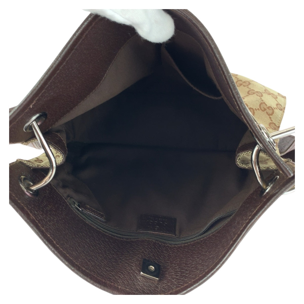 GUCCI Shoulder Bag 120811 GG canvas Brown Beige SilverMetal