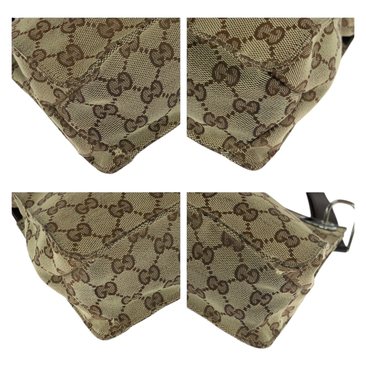GUCCI Shoulder Bag 120811 GG canvas Brown Beige SilverMetal
