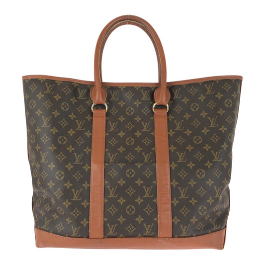 LOUIS VUITTON Tote Bag M42420 PVC Brown Gold Metal Monogram Sack Weekend GM
