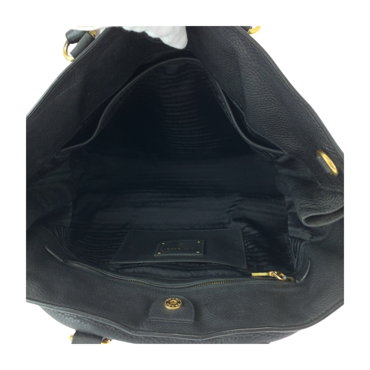 PRADA Tote Bag BN2419 leather Black GoldMetal Vitterodino