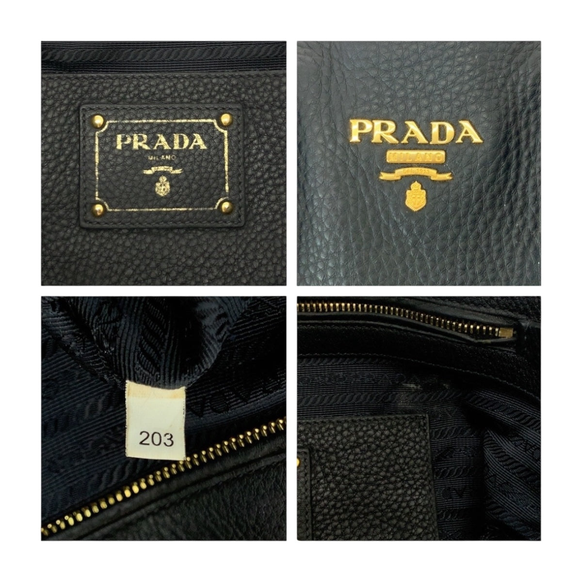 PRADA Tote Bag BN2419 leather Black GoldMetal Vitterodino