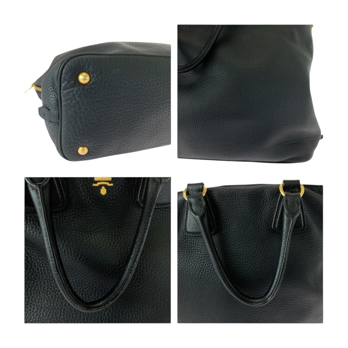PRADA Tote Bag BN2419 leather Black GoldMetal Vitterodino