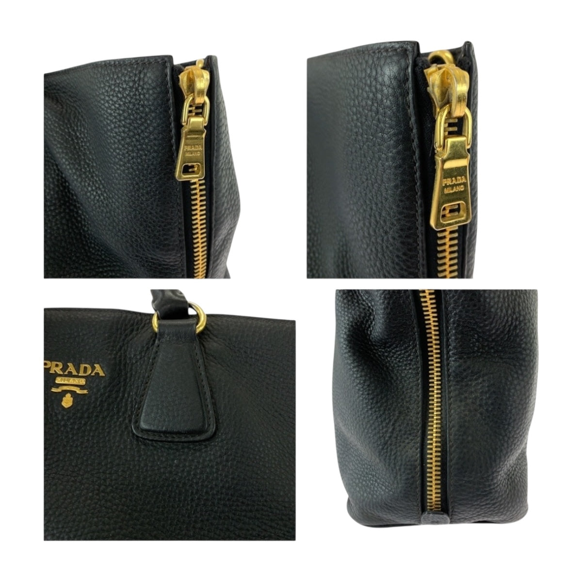 PRADA Tote Bag BN2419 leather Black GoldMetal Vitterodino