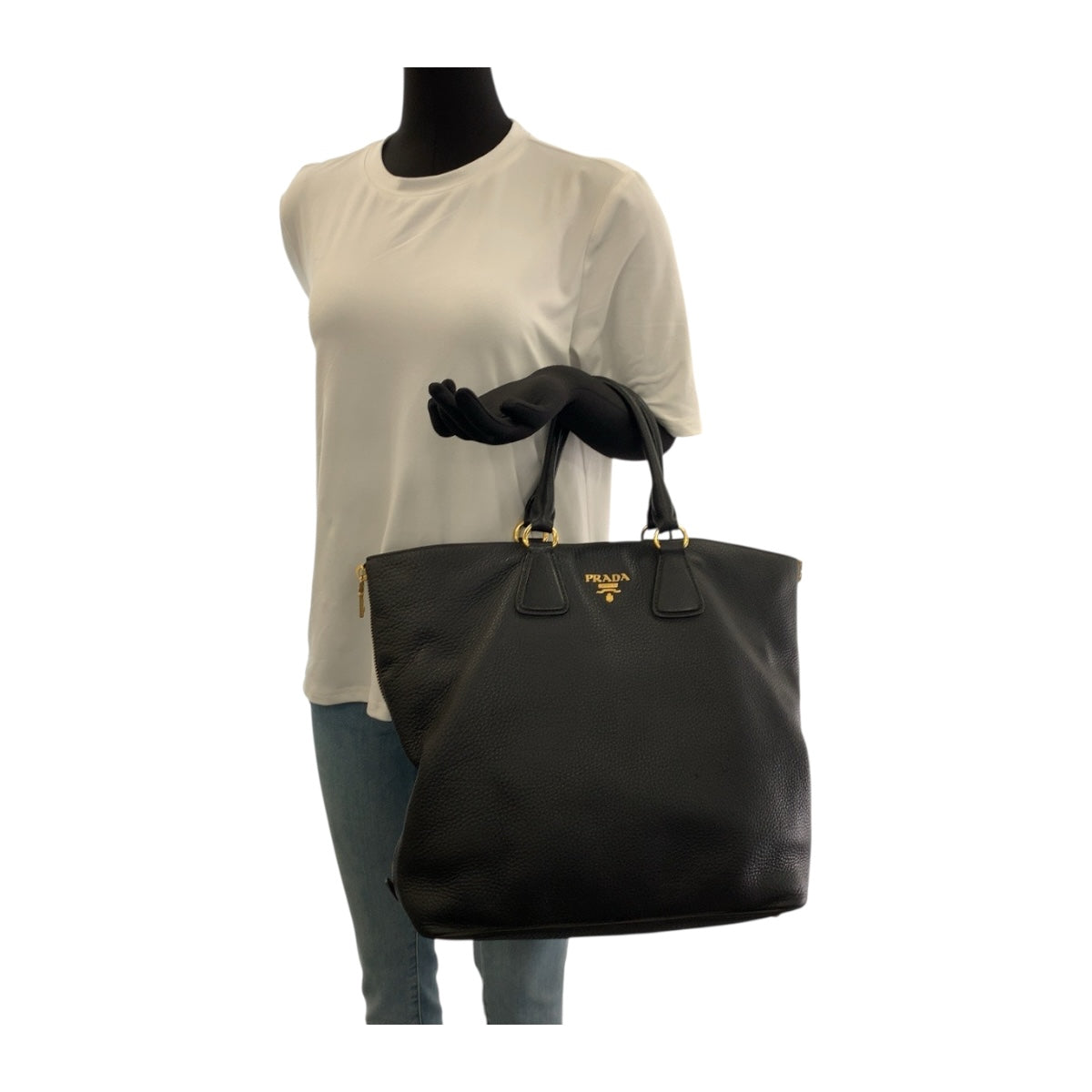 PRADA Tote Bag BN2419 leather Black GoldMetal Vitterodino