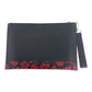 PRADA Clutch bag leather Black Red SilverMetal Saffiano floral print logo