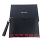 PRADA Clutch bag leather Black Red SilverMetal Saffiano floral print logo