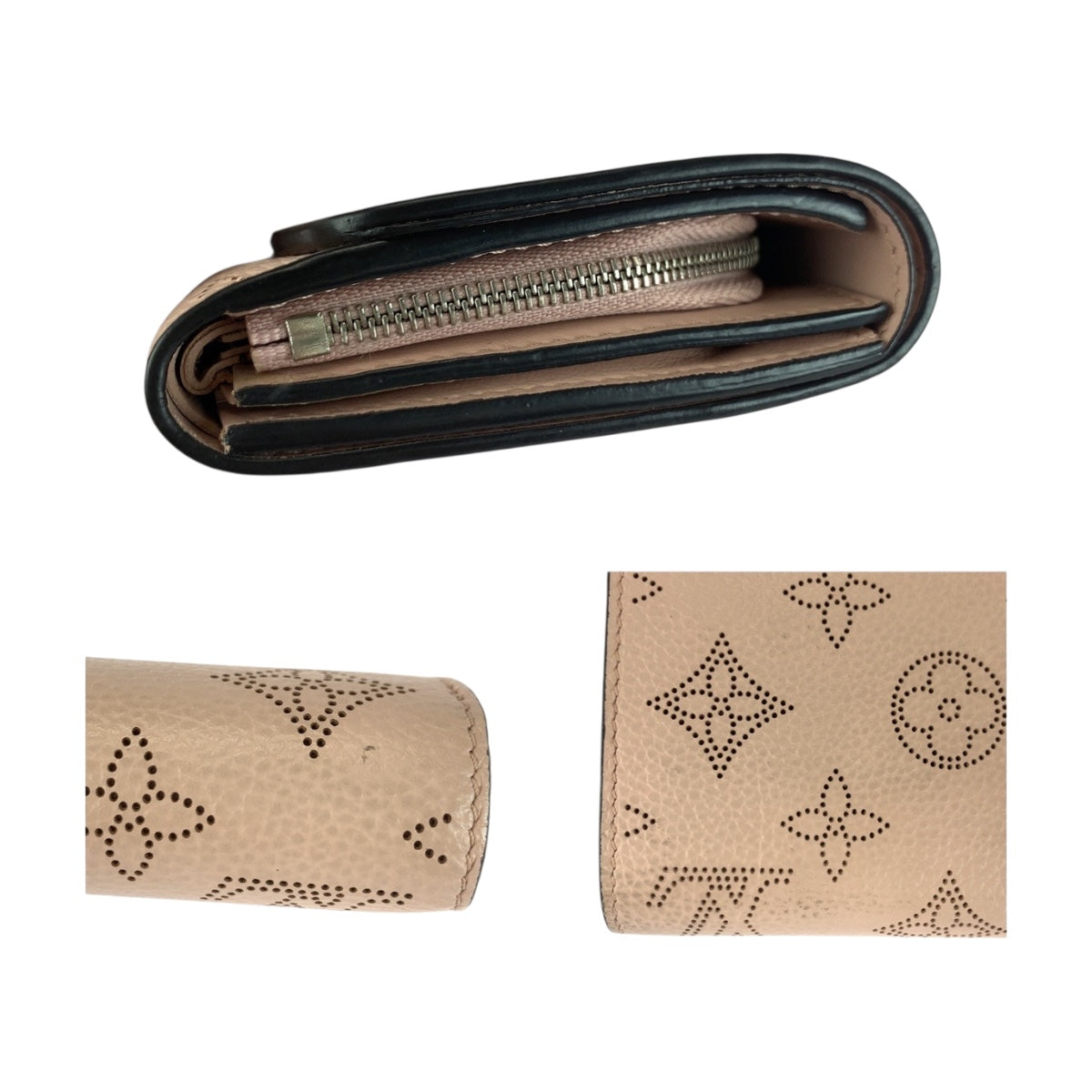 LOUIS VUITTON Bifold Wallet M62541 leather Magnolia Silver Metal Monogram Mahina Portefeuille Iris