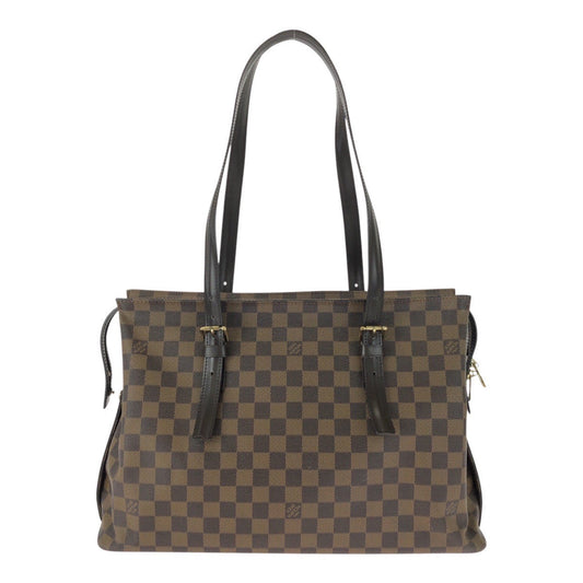 LOUIS VUITTON Tote Bag N51119 PVC Brown Gold Metal Damier Ebene Chelsea