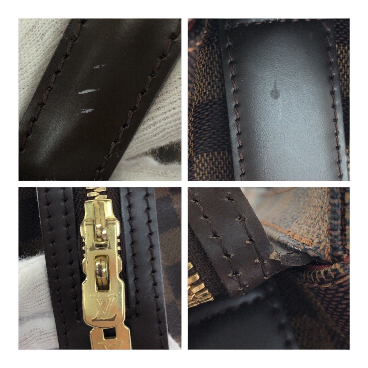 LOUIS VUITTON Tote Bag N51119 PVC Brown Gold Metal Damier Ebene Chelsea