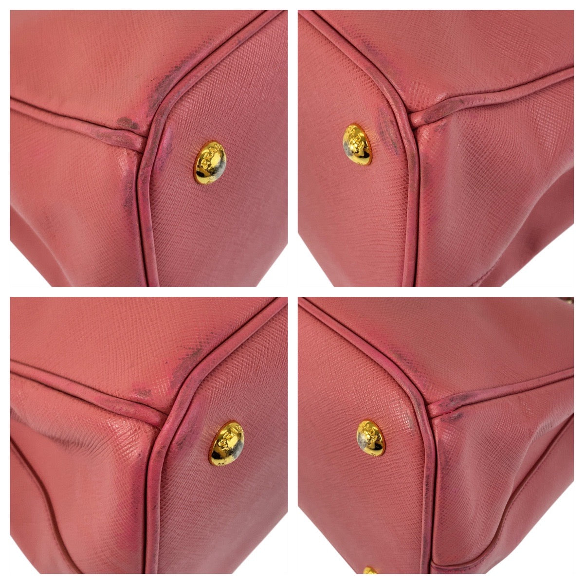 PRADA Handbag leather Pink Gold Metal Safiano Triangle With logo