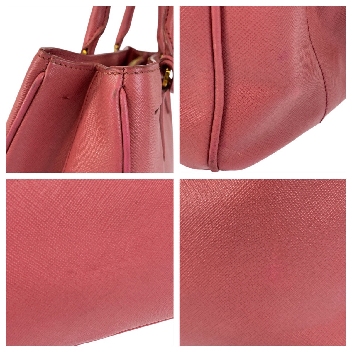 PRADA Handbag leather Pink Gold Metal Safiano Triangle With logo